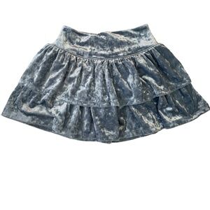 Gap Kids Crushed Velvet Tiered Skirt, Size M (8) Girls Gray